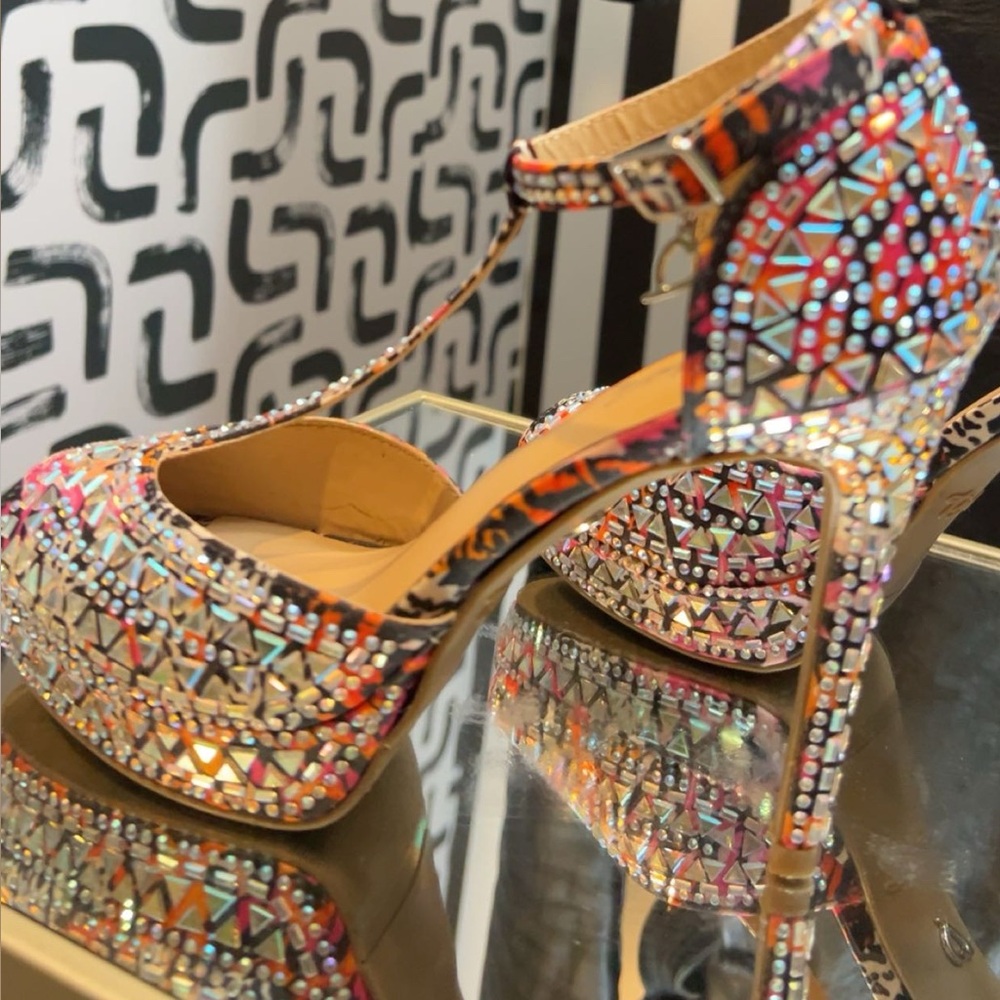 Thalia Sodi Multicolor Embellished Heels